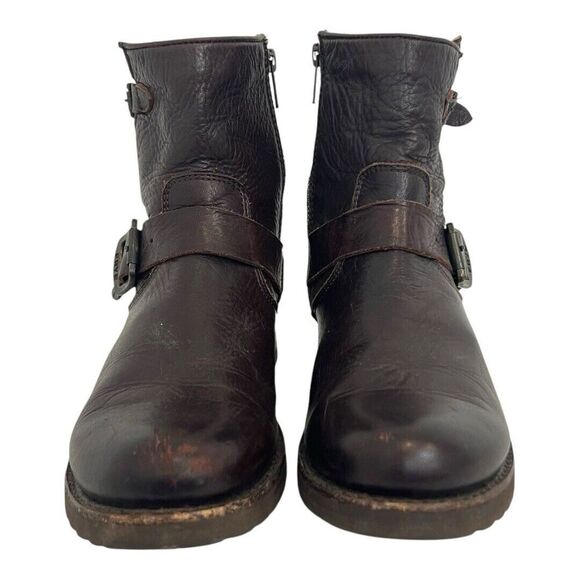 Frye Size 7.5 Veronica Engineer Shortie Brown Leather Ankle Moto Boots - Picture 2 of 7